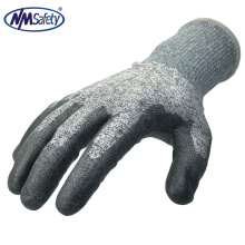 NMSafety 18 gauge Nylon+UHMWPE tungsten wire liner coated pu soft Cut resistant A6 work glove